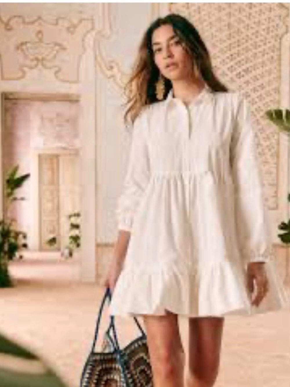 NWT DOLLY JOLLY WHITE COTTON GAUZE TIERED BABYDOLL SHIRT GRESS SMALL